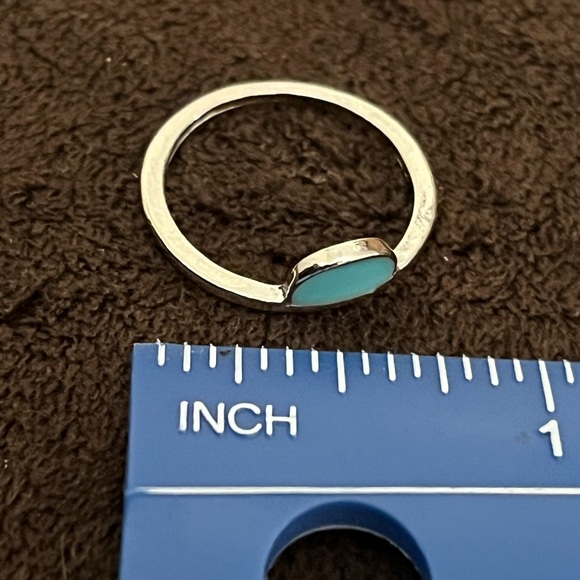 💖3/$10!!! Turquoise and silver dainty half circle ring. OS. - Picture 9 of 9